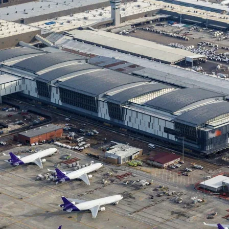 Arial view of the Mail Sorting Facility at Memphis International Airport's new commercial roof